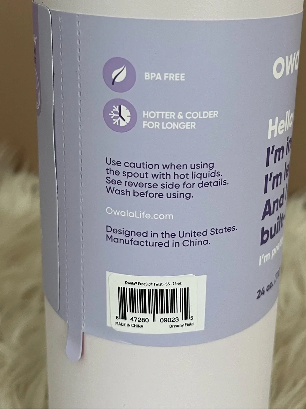 {Owala} FreeSip Twist Cap Stainless Steel Water Bottle 24 fl oz in Dreamy Field - Picture 5 of 10